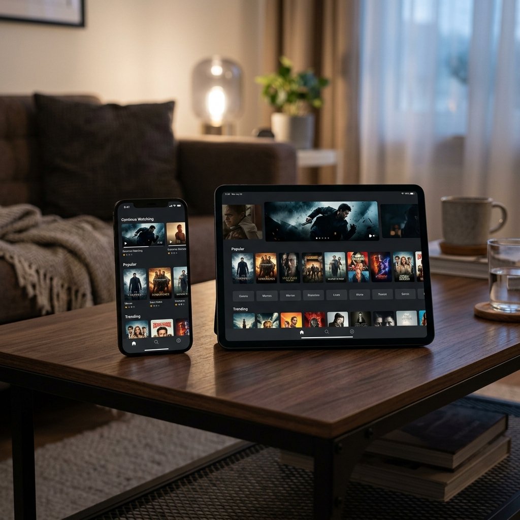 Aplicativo do xciptv player configurado rodando VOD (Filmes) perfeitamente na sala